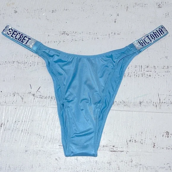 Victoria’s Secret Aqua Blue Bundle Shine Strap Brazilian Thong Bundle - Picture 3 of 7